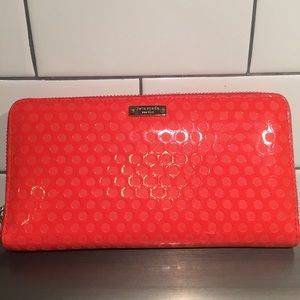 Kate Spade Orange Dot Embossed Zip Wallet NWOT